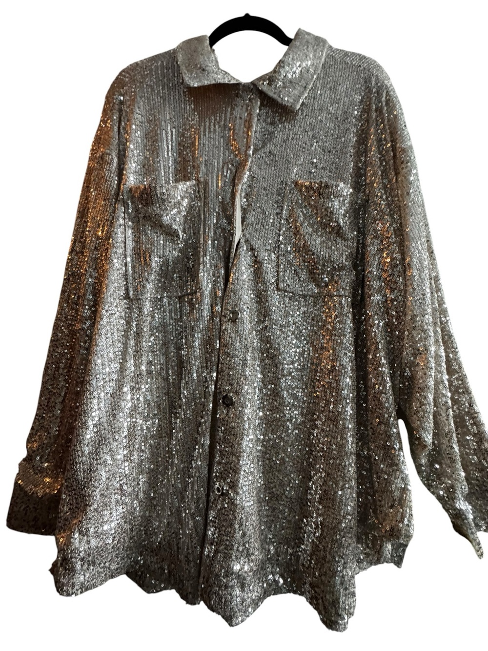 Ruby Rd Sequin Button-Front Shirt Jacket 3X